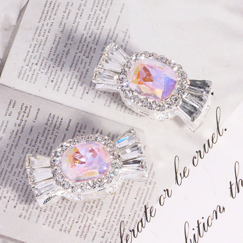 Wholesale 5pcs/pack Alloy Candy 3D Rhinestone DIY Straight Hole Beads